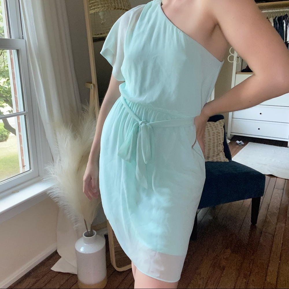 Pastel Blue Chiffon - One Sleeve Dress